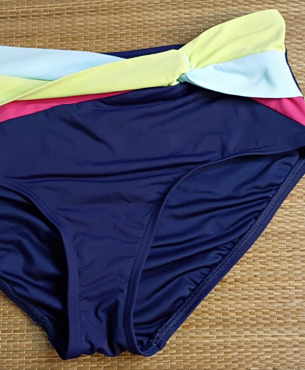 Lands' End Navy Bikini Bottom with Pastel Twist